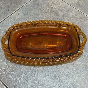 Amber Glass Serving Tray